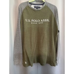 U.S. Polo Association USPA Long Sleeve Tee Shirt 2XL Green Gray